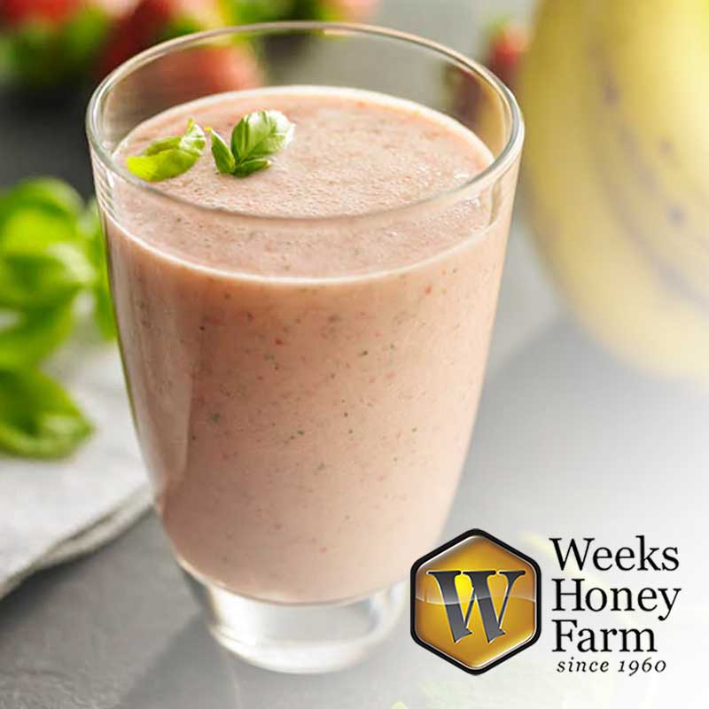 Fresh Strawberry Banana Smoothie made with Raw Clover Honey
